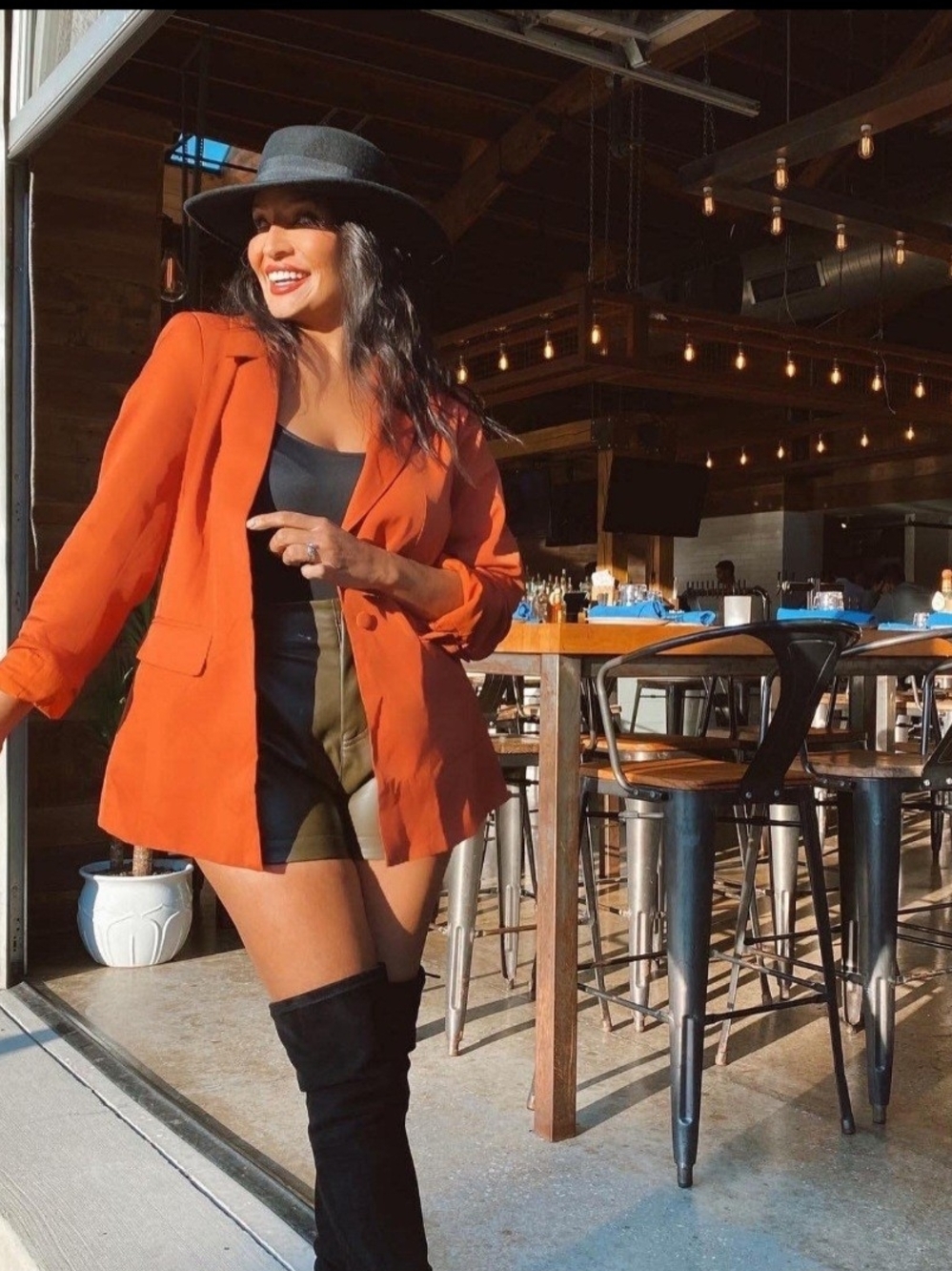 Women’s Orange Blazer Jacket - Tailored Single-Button Blazer